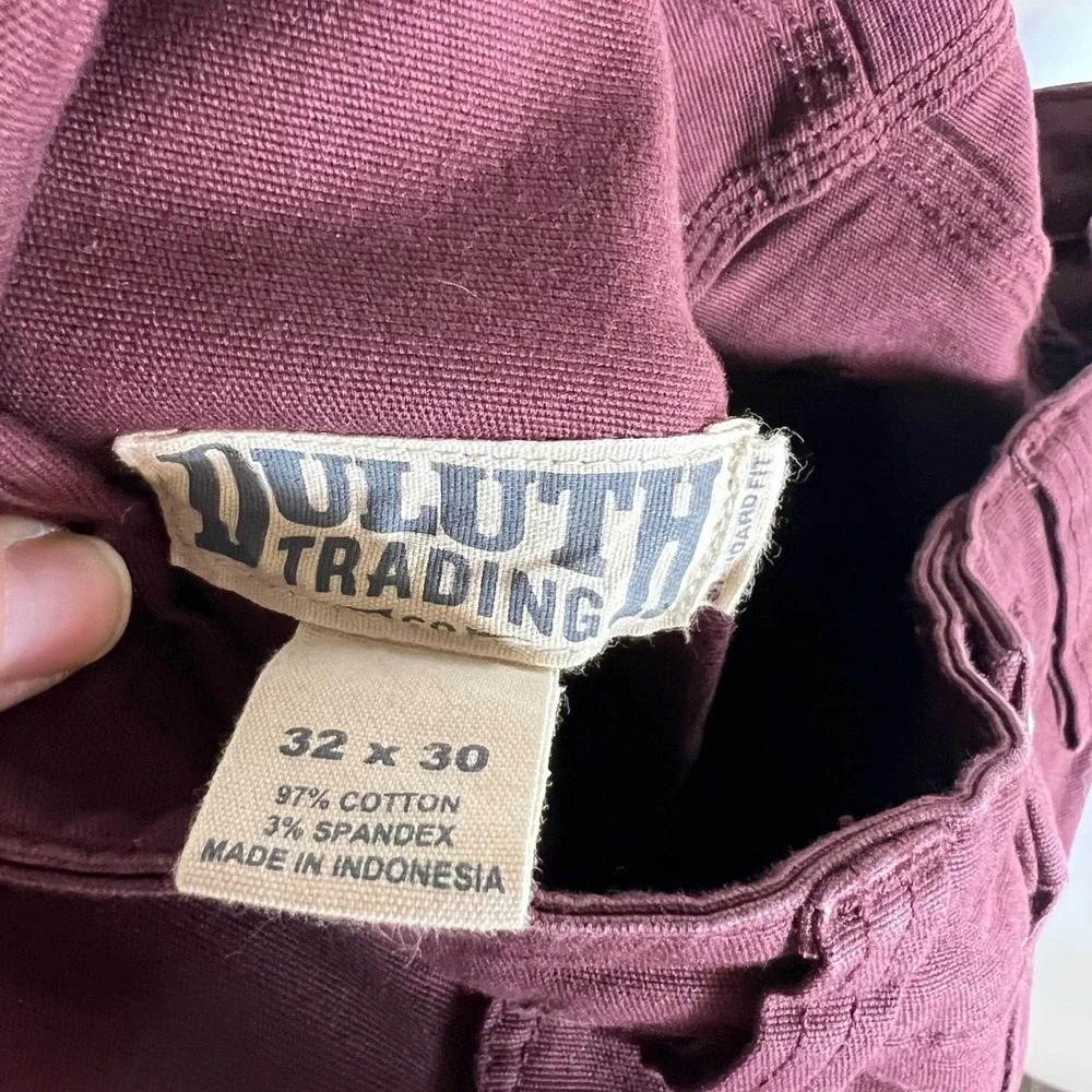 Duluth Trading‎ Co Mens Flex Fire Hose Pants Burgundy Straight Fit 32x30